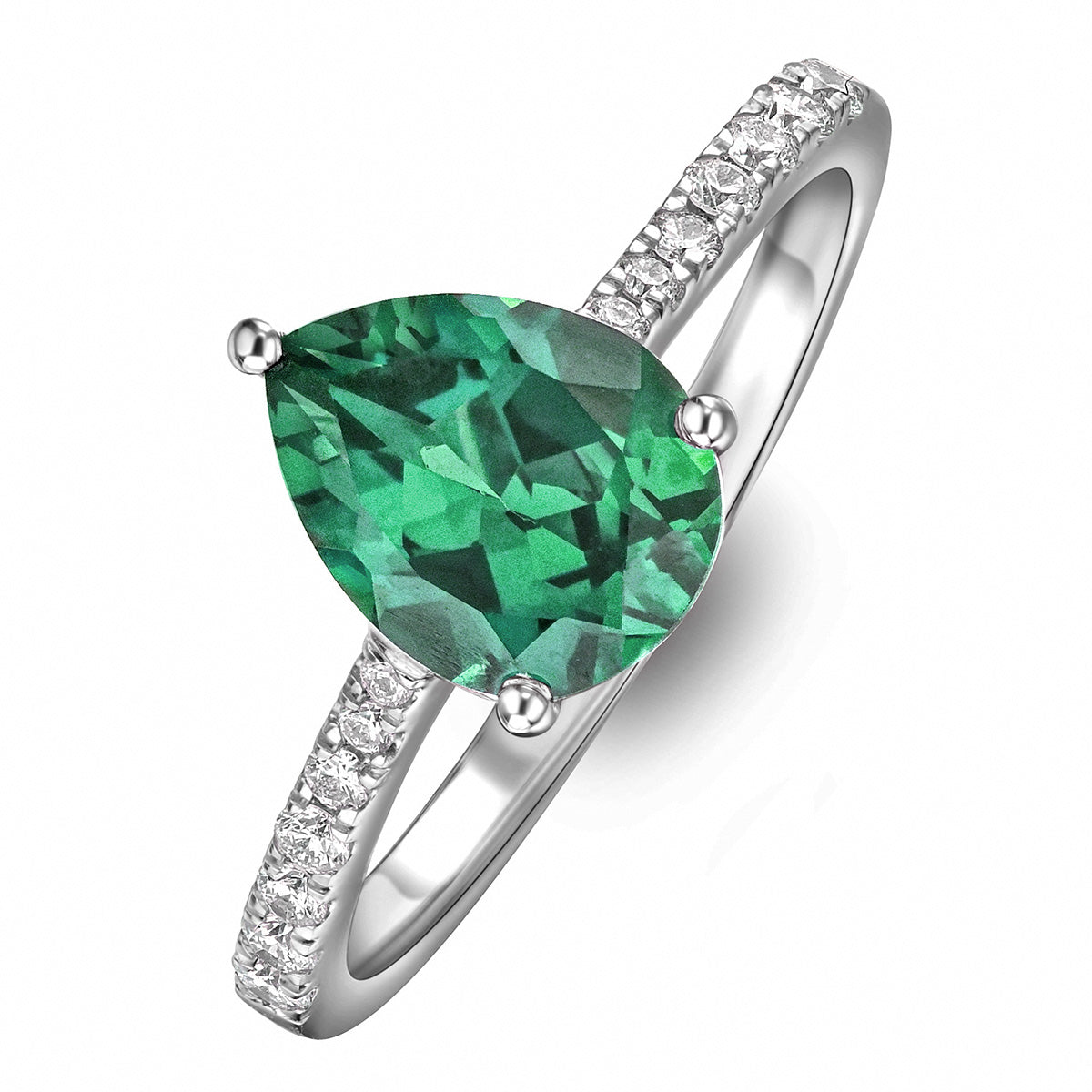 Gem Stone King 925 Sterling Silver Emerald Cut Green Simulated Emerald Solitaire Ring - 6.50 CTTW, Sizes 5-9