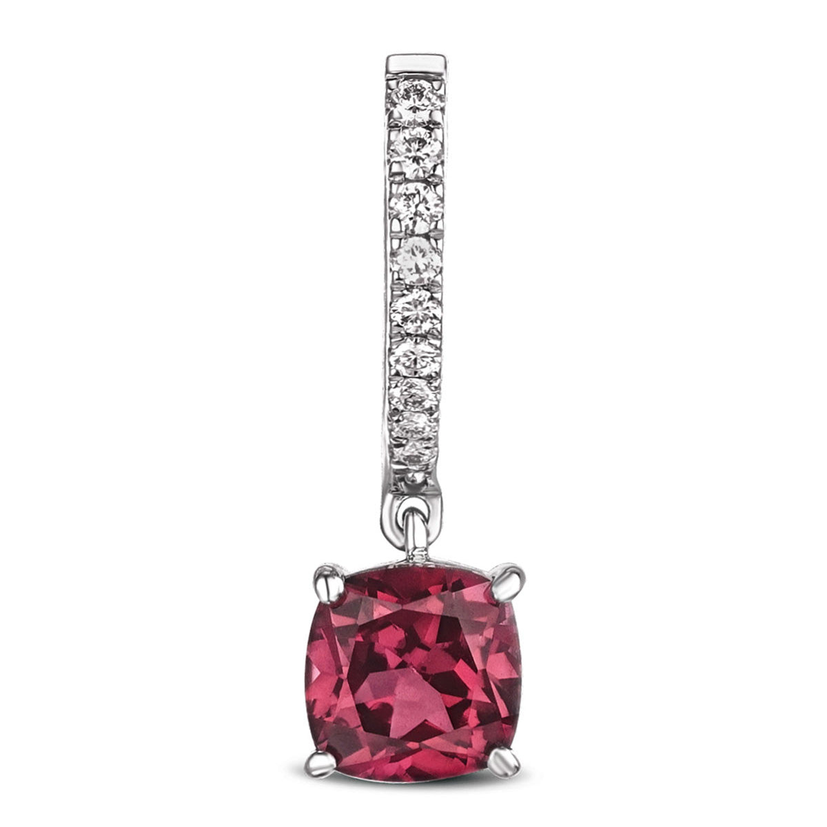 Astra 4.00ct Lab Ruby and Diamond Drop Cushion Cut Earrings in Silver