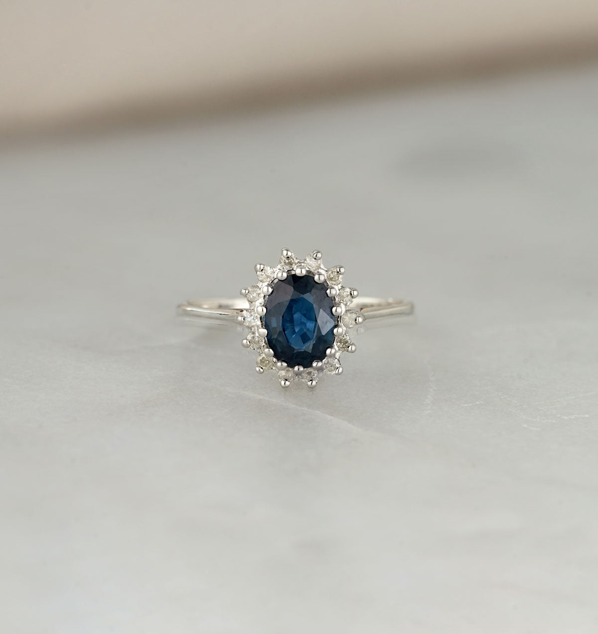 Sapphire 0.95ct And Diamond 9K White Gold Ring
