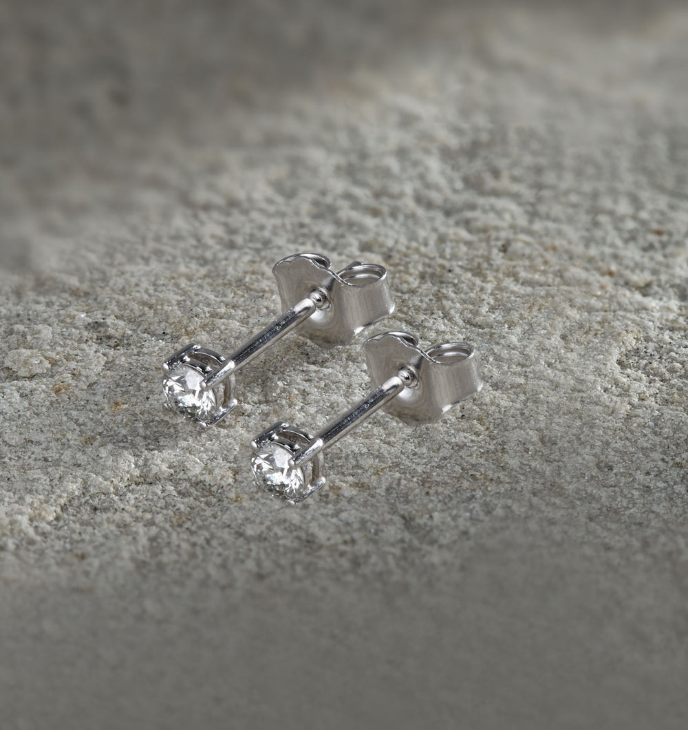 Diamond Earrings 0.20CT Studs G/Vs Quality in 18K White Gold - 3mm