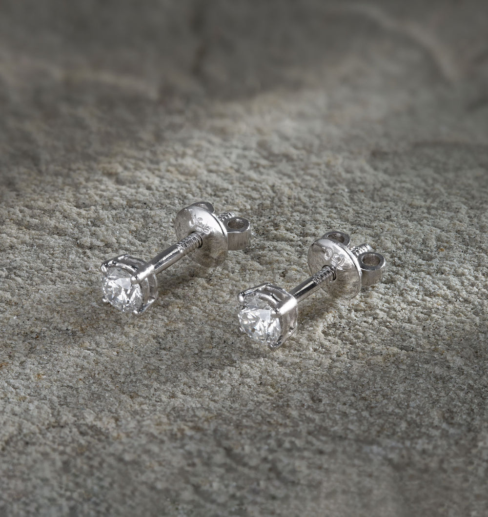 Diamond Earrings 0.40CT Studs Premium Quality in 18K White Gold 3.8mm