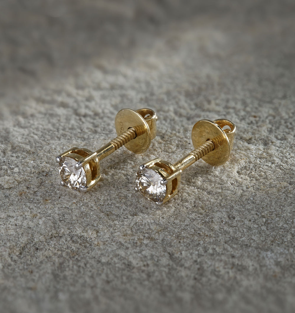 Diamond Stud Earrings 4.1mm 18K Gold - 0.50CT - G-H/SI