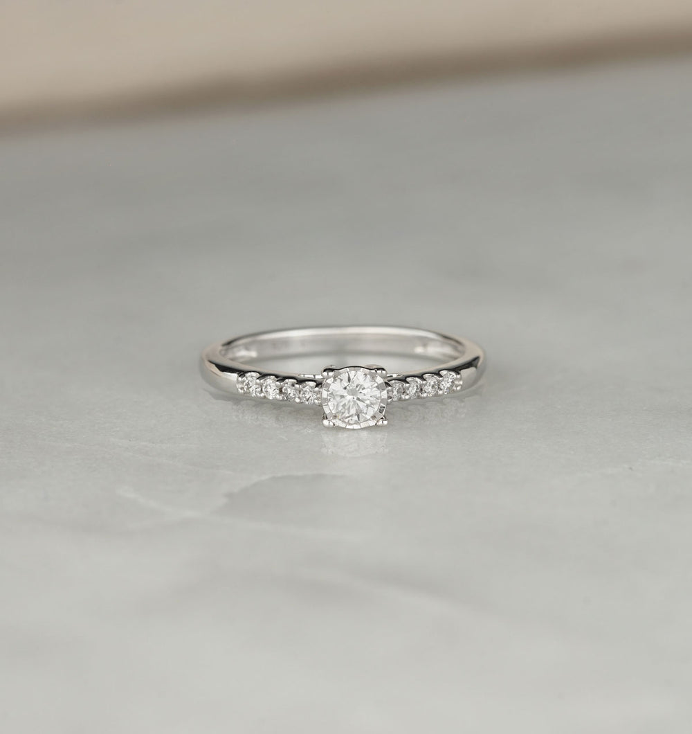 Lab Diamond Side Stone Engagement Ring 0.25ct H/Si in 925 Silver