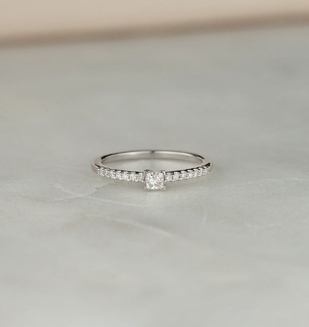 Princess Cut Lab Diamond Engagement Ring 0.25ct H/Si in 925 Silver