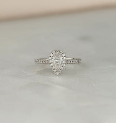 Diana GIA Diamond Pear Halo Engagement Ring Platinum 1.35ct G/SI1