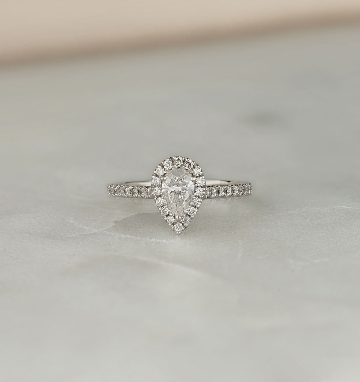 Diana Lab Diamond Pear Halo Engagement Ring Platinum 1ct F/VS1