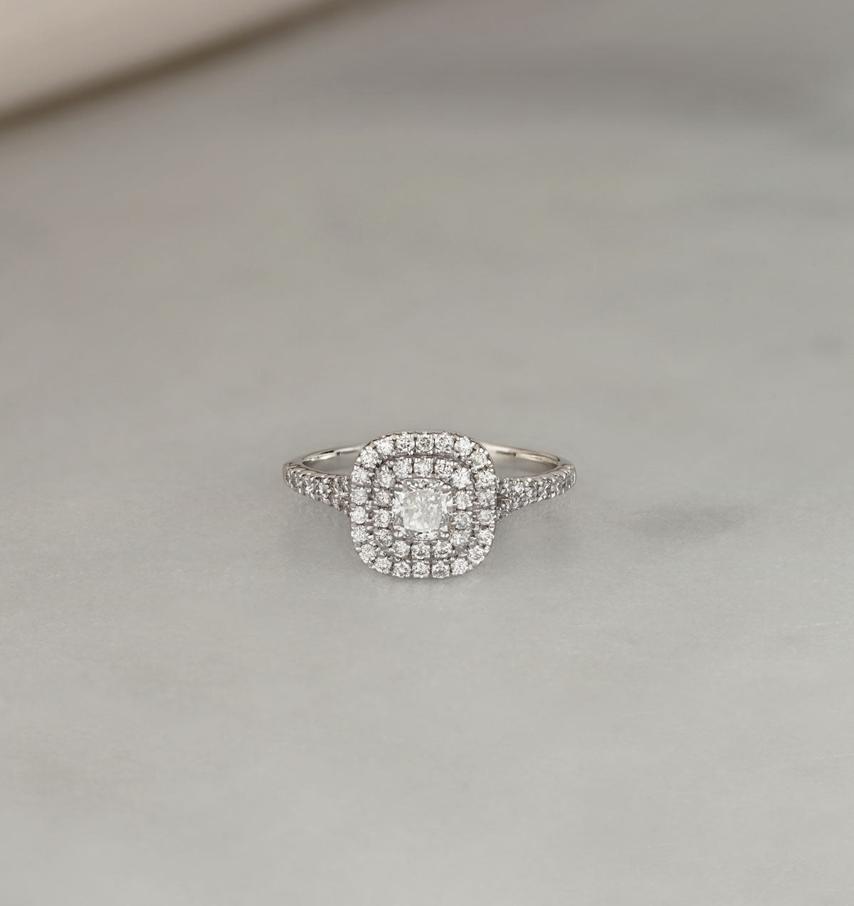 Anastasia Diamond Halo Engagement Ring 18K White Gold 1.30ct G/VS1