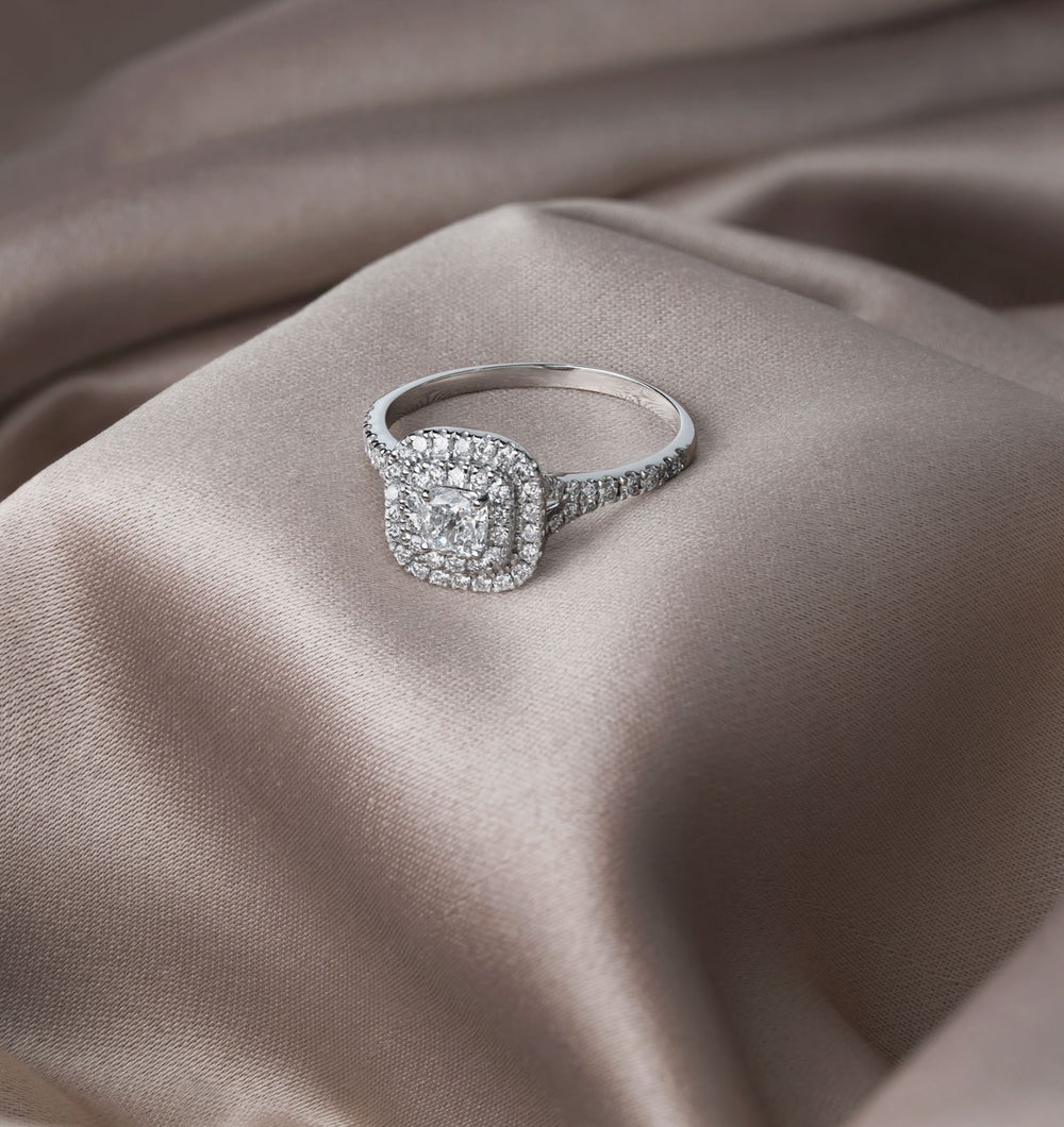Anastasia Diamond Halo Engagement Ring in Platinum 1.30ct G/VS2