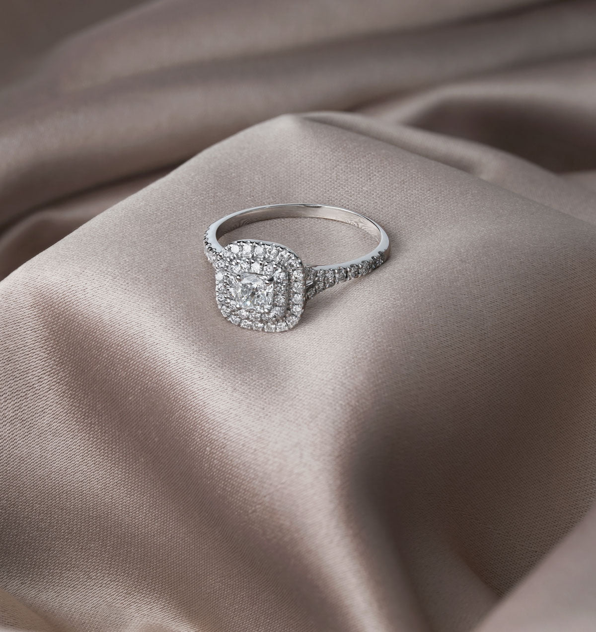 Anastasia Diamond Halo Engagement Ring in Platinum 1.30ct G/VS2