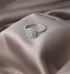 Anastasia Diamond Halo Engagement Ring 18K White Gold 1.30ct H/SI