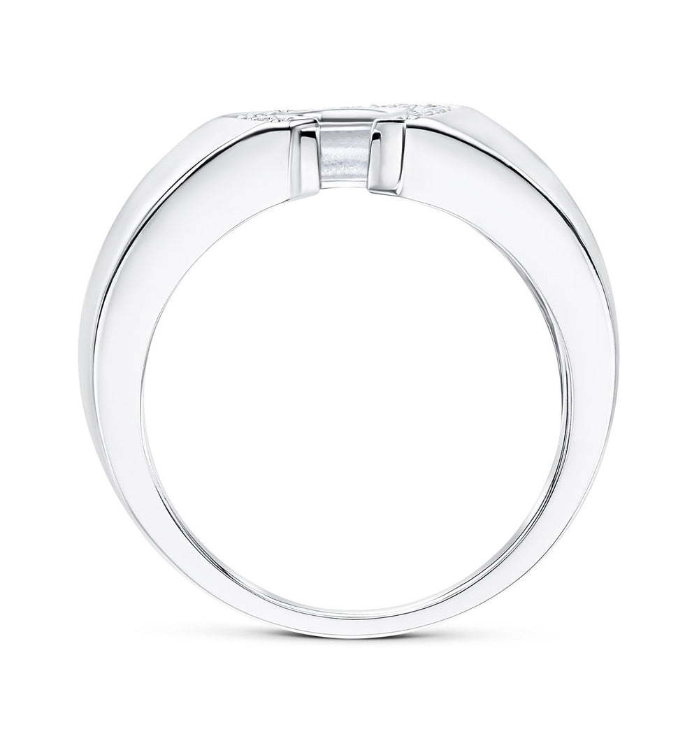 18K White Gold Diamond Horseshoe Ring 0.15CT
