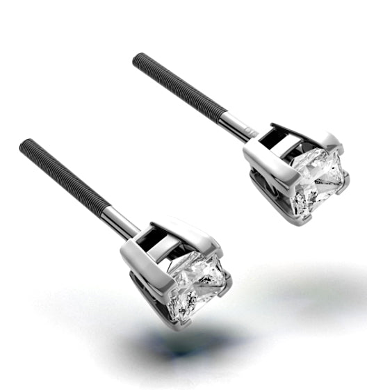 Platinum Princess Diamond Earrings - 0.30CT - G/VS - 3mm