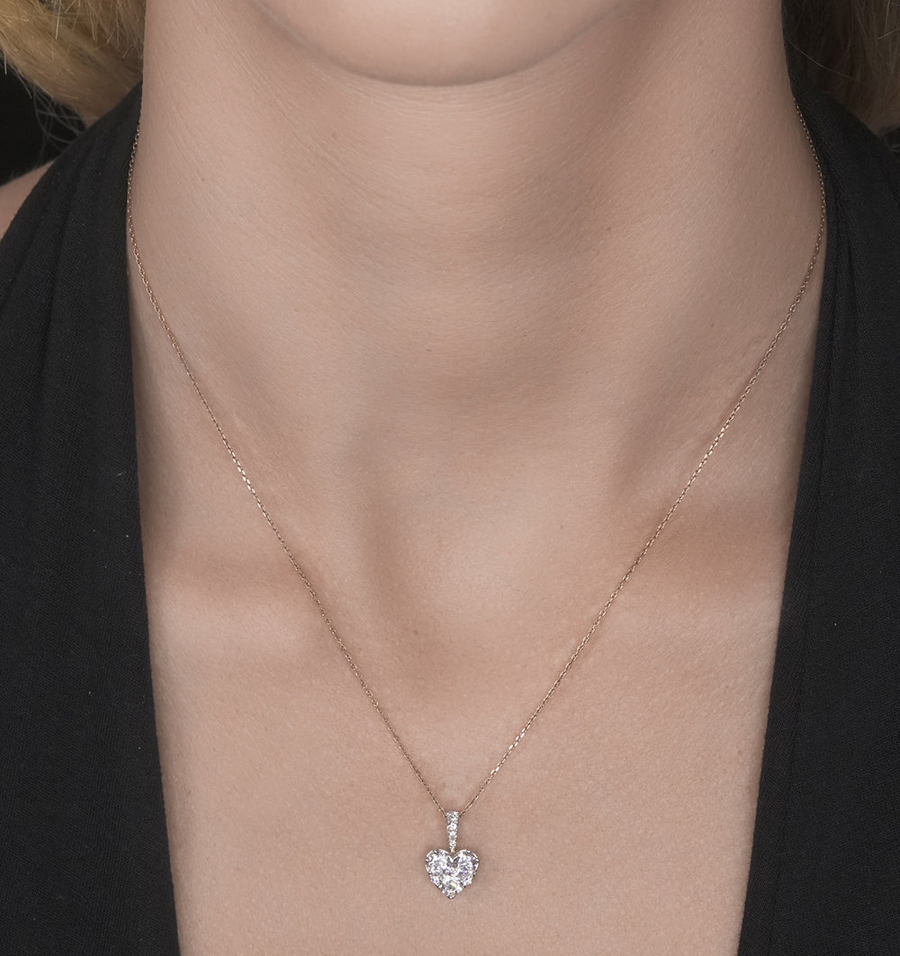 Diamond Galileo Heart 1.10CT Pendant Necklace in 18K Gold - R4653