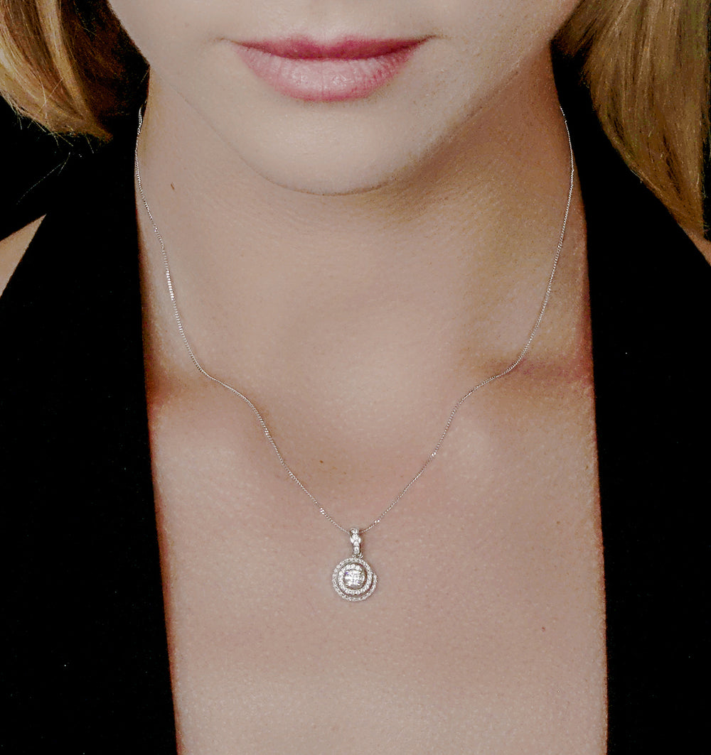 Diamond Swirl Necklace 0.60ct Set in 18K White Gold
