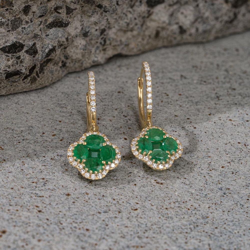 Emerald 2.05ct And Diamond 18K Yellow Gold Alegria Earrings