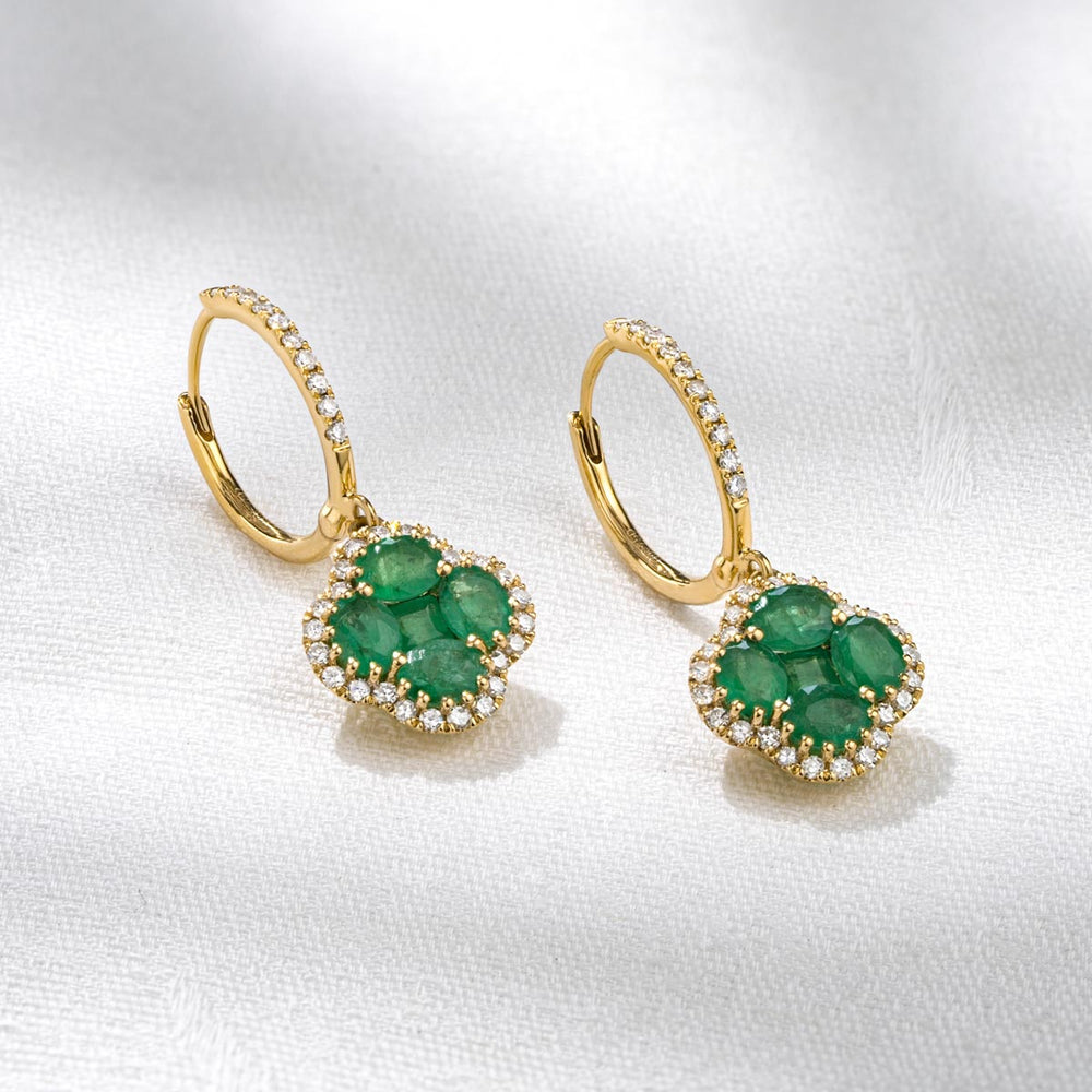 Emerald 2.05ct And Diamond 18K Yellow Gold Alegria Earrings