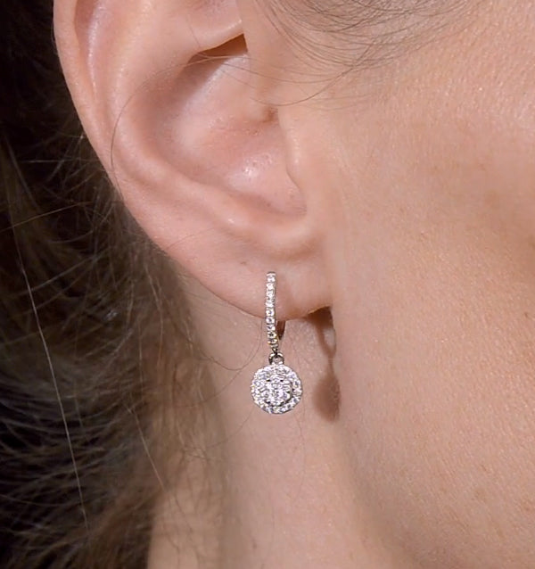 Halo Diamond Drop Earrings - Florence - 0.46ct - in 18K White Gold