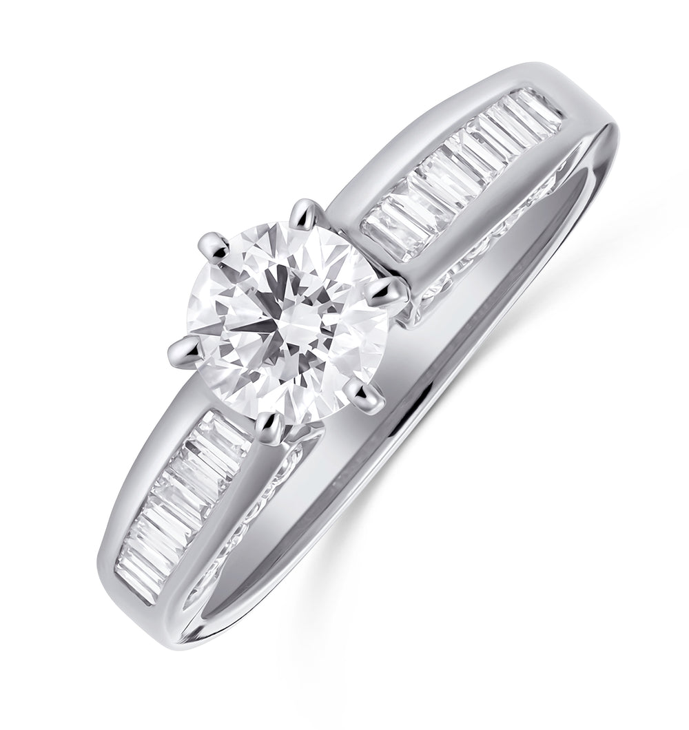 18K Ring White Gold Baguette Lab Diamond Set Mount (1.15ct)