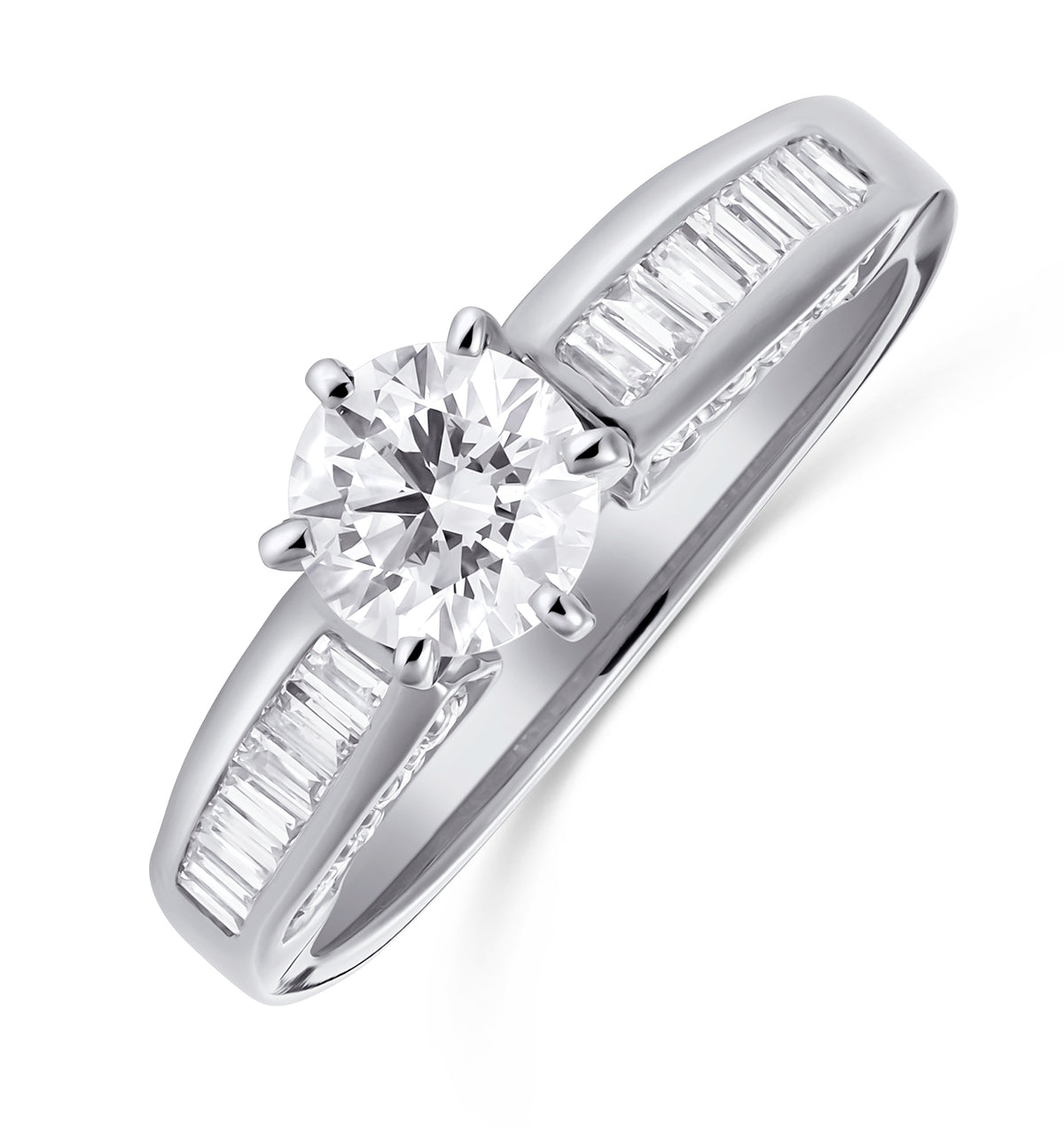 18K Ring White Gold Baguette Lab Diamond Set Mount (1.15ct)