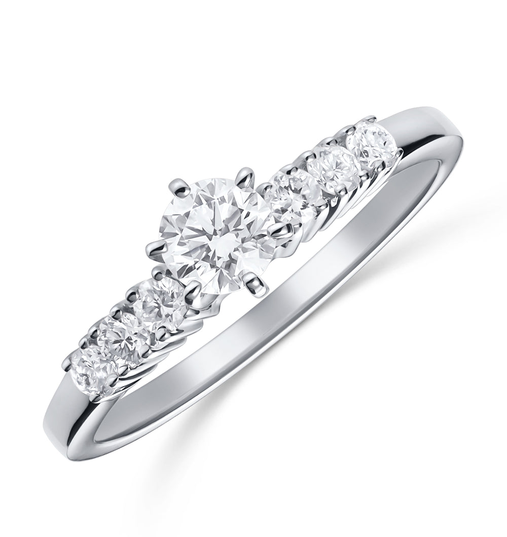 18K White Gold Lab Diamond Set Mount and Half Eternity Ring (0.70ct) - SIZE N