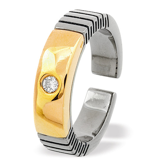18K Gold and Single Stone Titanium Ring Dia 0.07ct