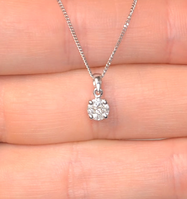 Galileo 0.50ct Solitaire Look Diamond 0.18ct 18K White Gold Necklace