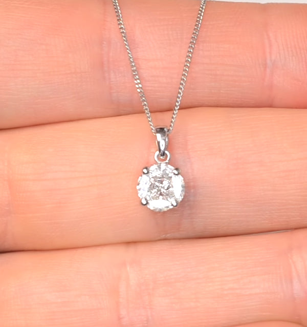 Galileo 1.00ct Solitaire Look Diamond 0.41ct 18K White Gold Necklace