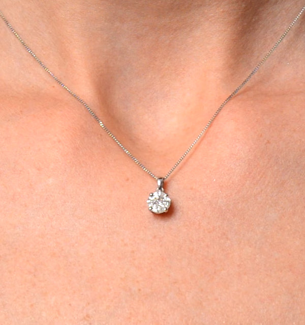 Galileo 1.00ct Solitaire Look Diamond 0.41ct 18K White Gold Necklace