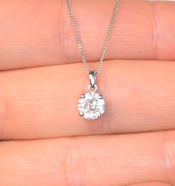 Galileo 1.00ct Solitaire Look Diamond 0.41ct And Platinum Necklace