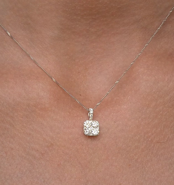 Lab Diamond Carre Galileo 1.10CT Pendant Necklace in 9K White Gold
