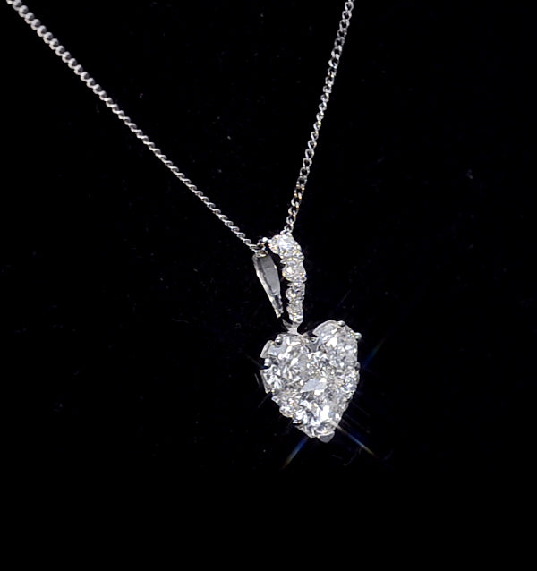 Lab Diamond Galileo Heart 1.10CT Pendant Necklace in 9K White Gold