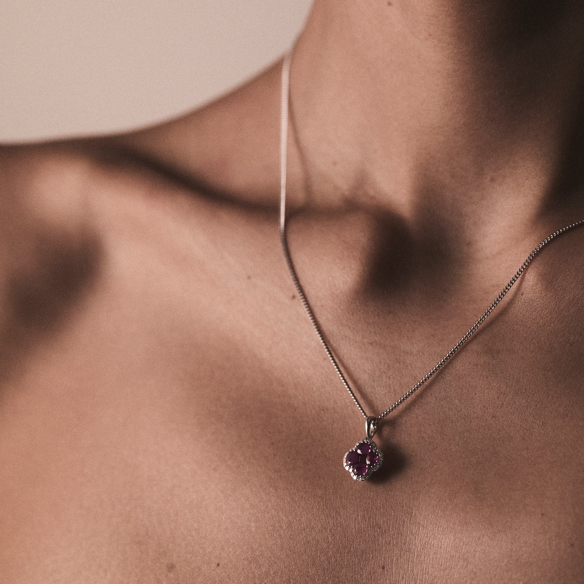 Ruby 1.34ct and Diamond 18K White Gold Alegria Necklace