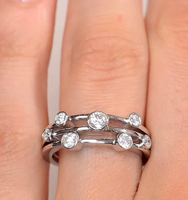 Rain Drops Diamond 0.50ct And Platinum Rubover Ring SIZES L N P