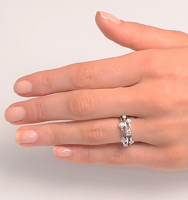Rain Drops Diamond 1.00ct And Platinum Rubover Ring