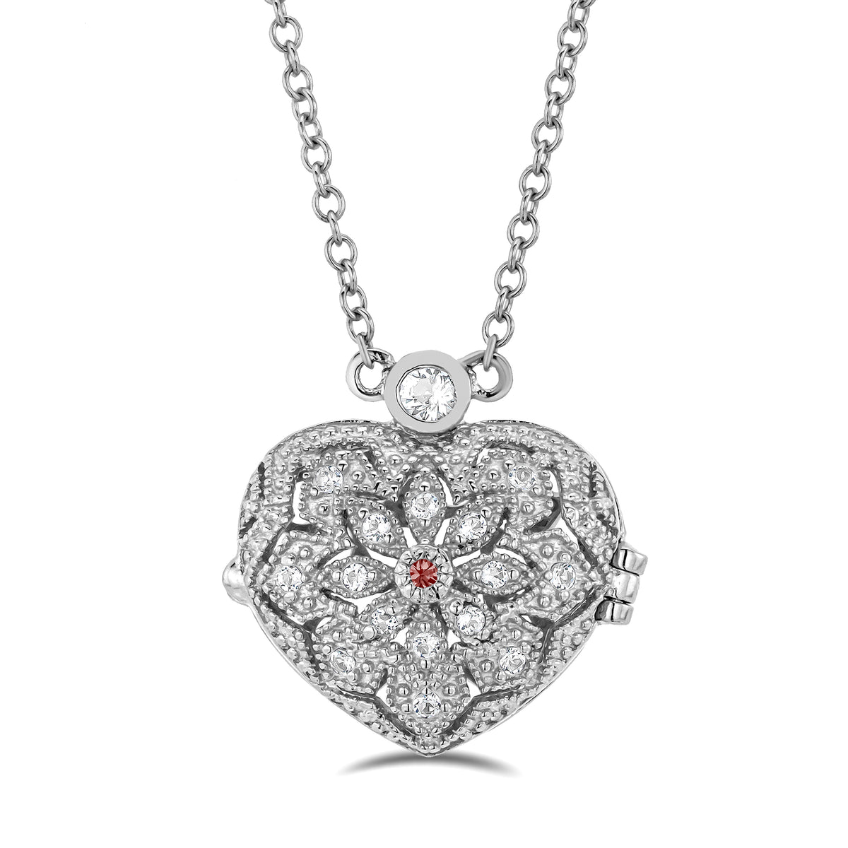 Garnet January Birthstone Vintage Locket Necklace Topaz