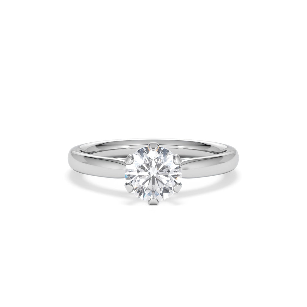 Certified 1.00CT Chloe Low 18K White Gold Engagement Ring E/VS2