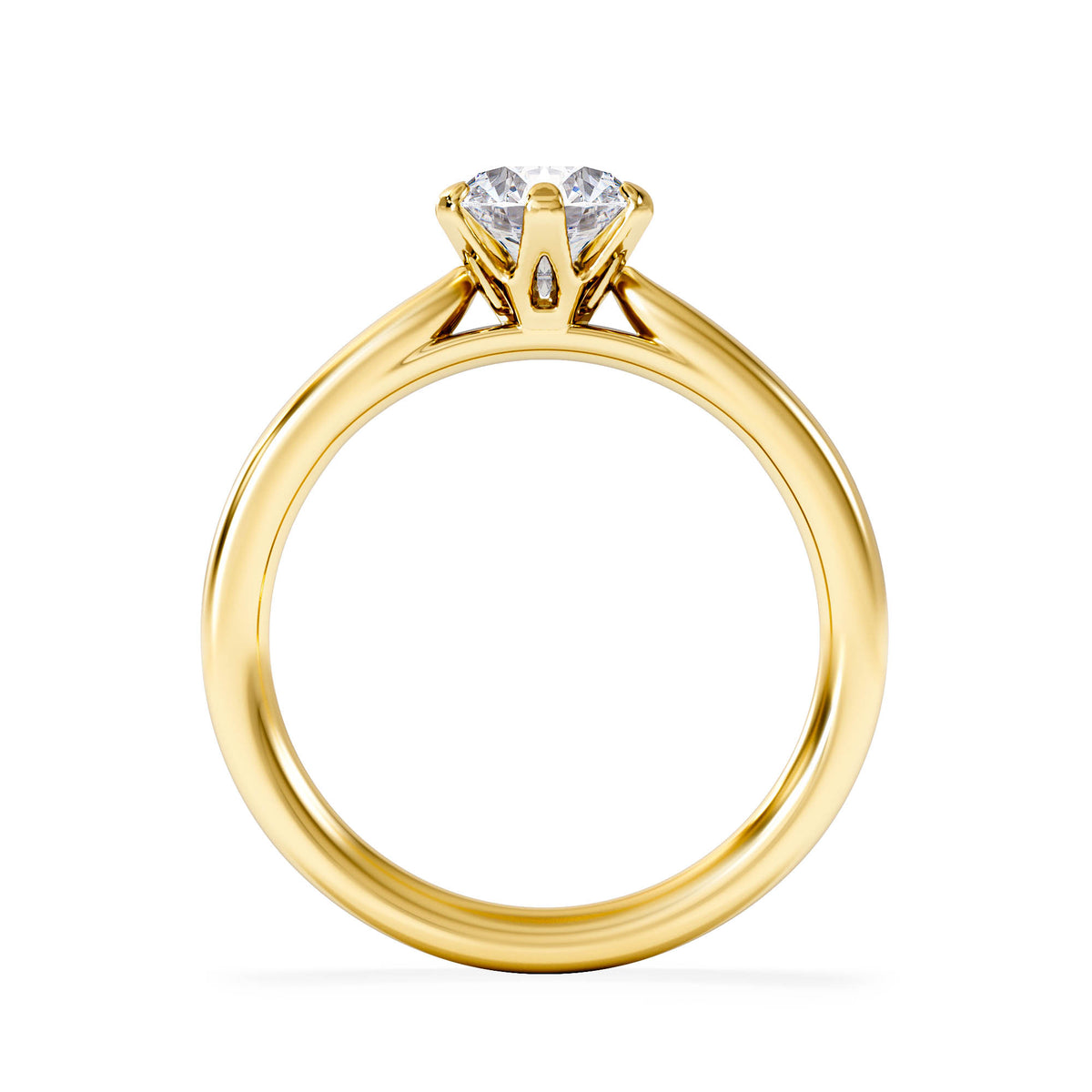 Certified 1.00CT Chloe Low 18K Gold Engagement Ring H/SI