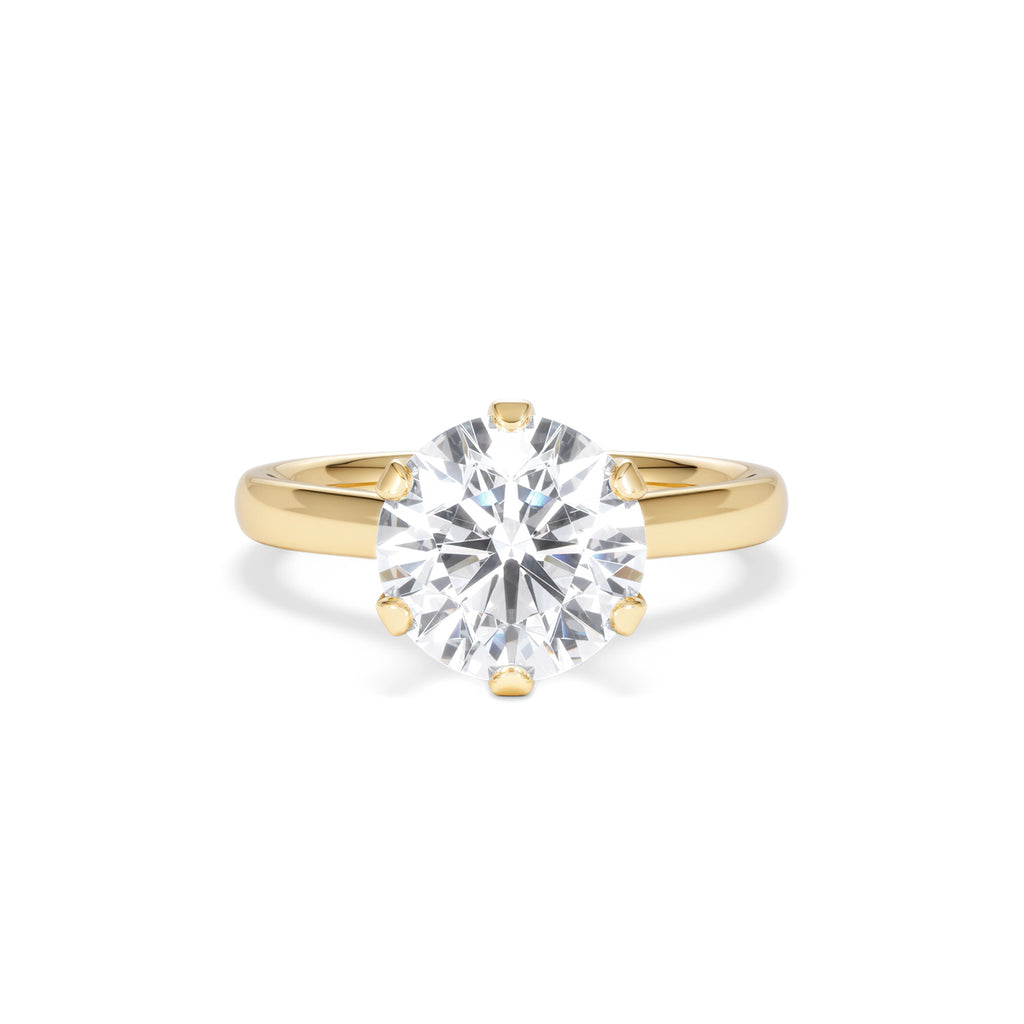 Low Set Chloe 3.00ct Lab Diamond Round Cut Engagement Ring in 18K Yellow Gold G/VS1