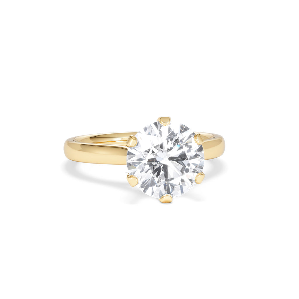 Low Set Chloe 3.00ct Lab Diamond Round Cut Engagement Ring in 18K Yellow Gold G/VS1