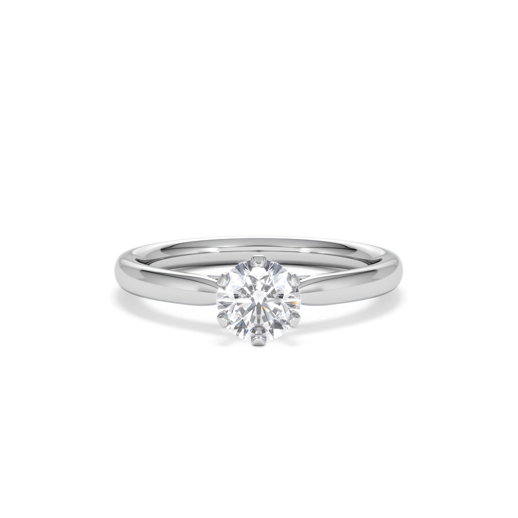 Certified 0.70CT Chloe Low 18K White Gold Engagement Ring E/VS2