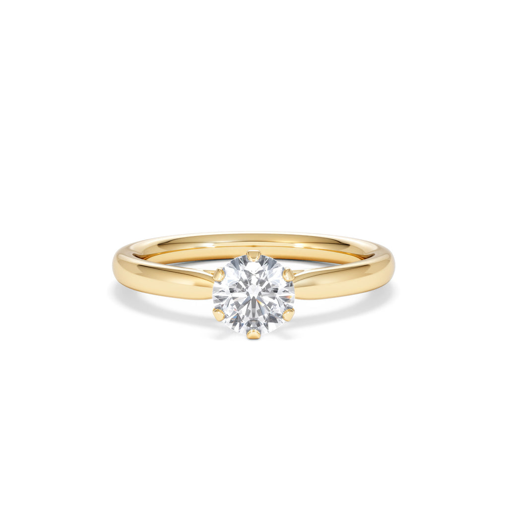 Certified 0.70CT Chloe Low 18K Gold Engagement Ring E/VS2