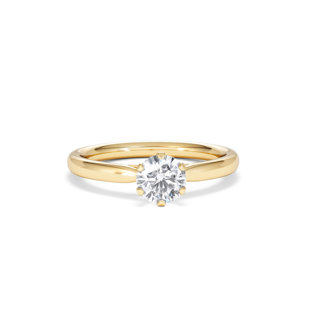 Certified 0.70CT Chloe Low 18K Gold Engagement Ring G/VS