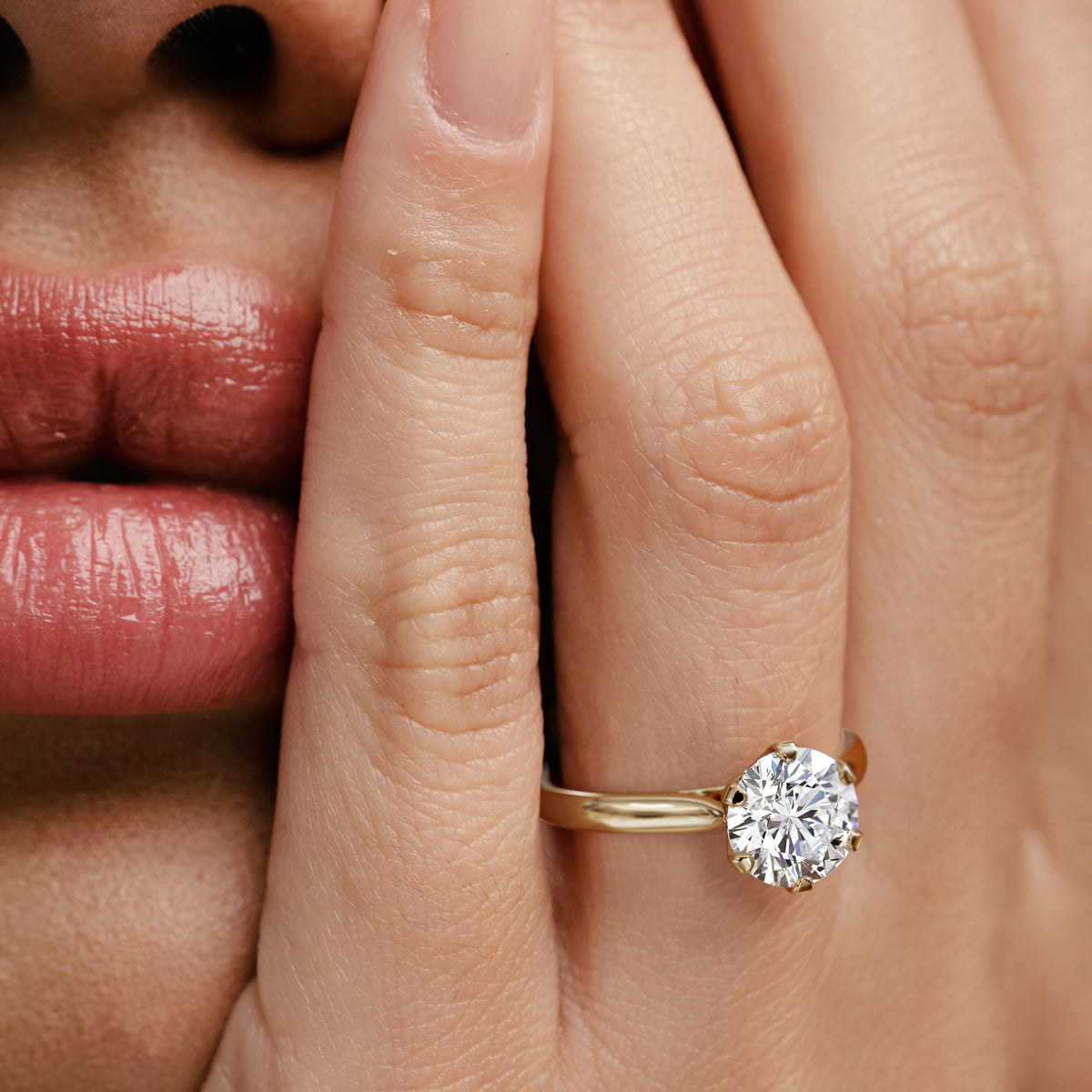 2 Carat Diamond Engagement Ring High Set Chloe Lab F/VS1 18K Gold