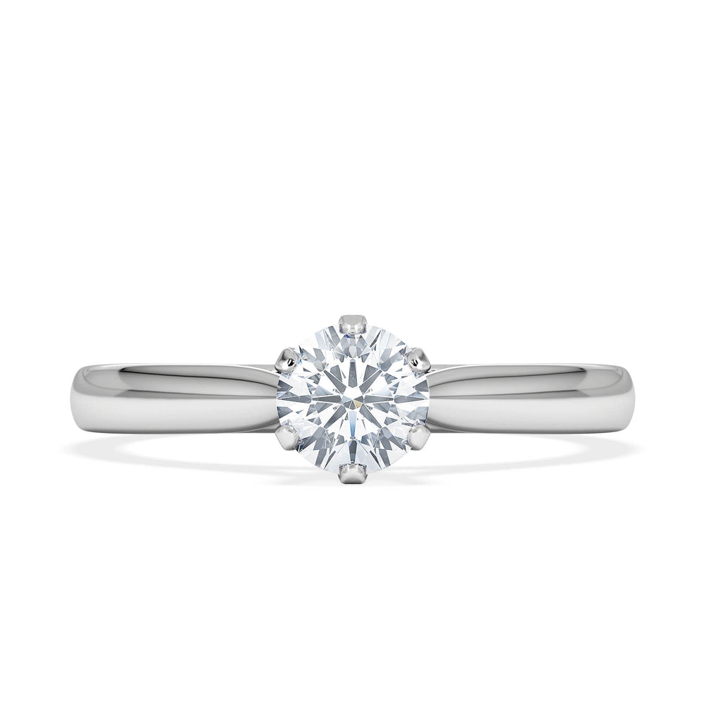 Certified High Set Chloe 18K White Gold Diamond Engagement Ring 0.50CT