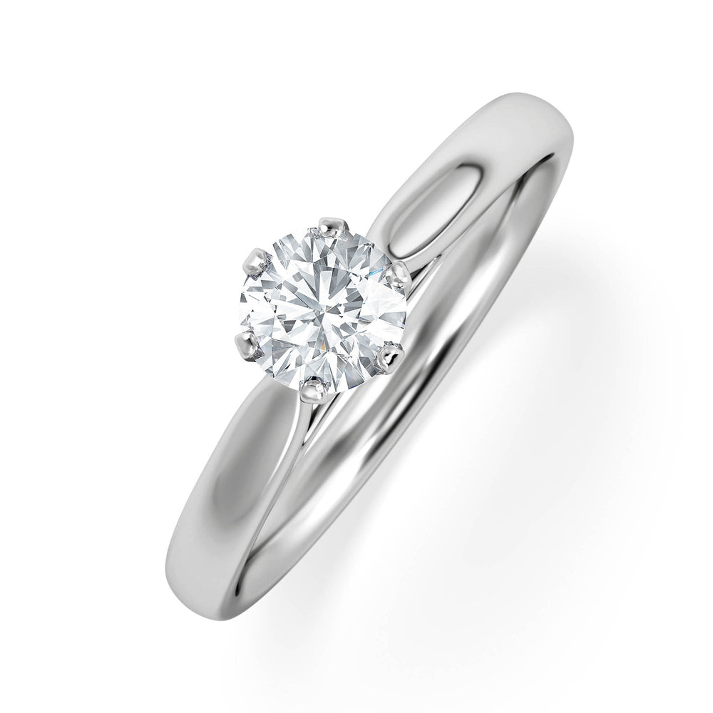 Certified High Set Chloe 18K White Gold Diamond Engagement Ring 0.50CT