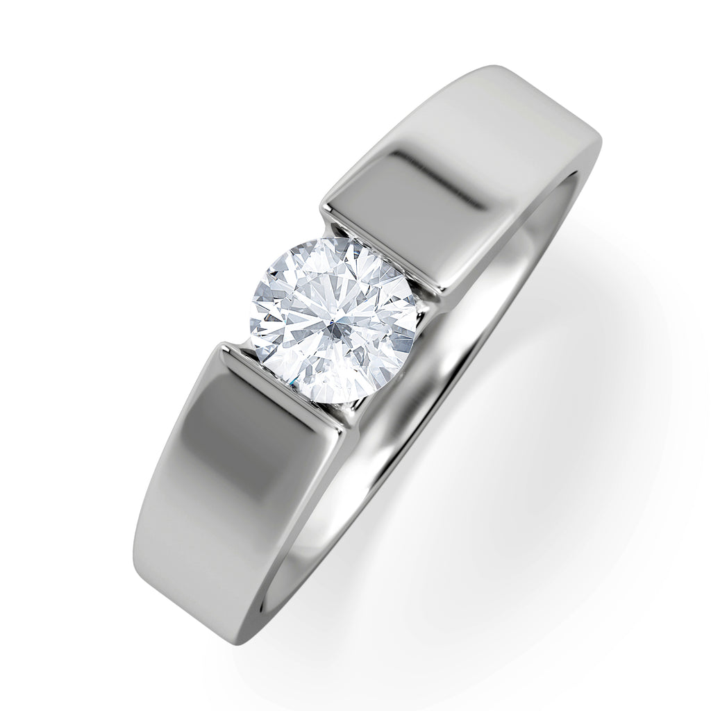 Certified Jessica 18K White Gold Diamond Engagement Ring 0.50CT