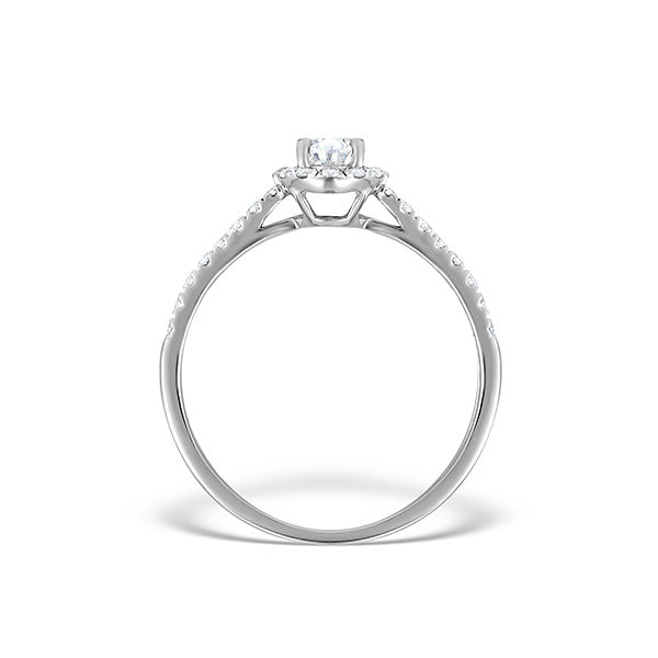 Halo Engagement Ring Ella 0.81ct VS Pear Shape Diamond 18K White Gold