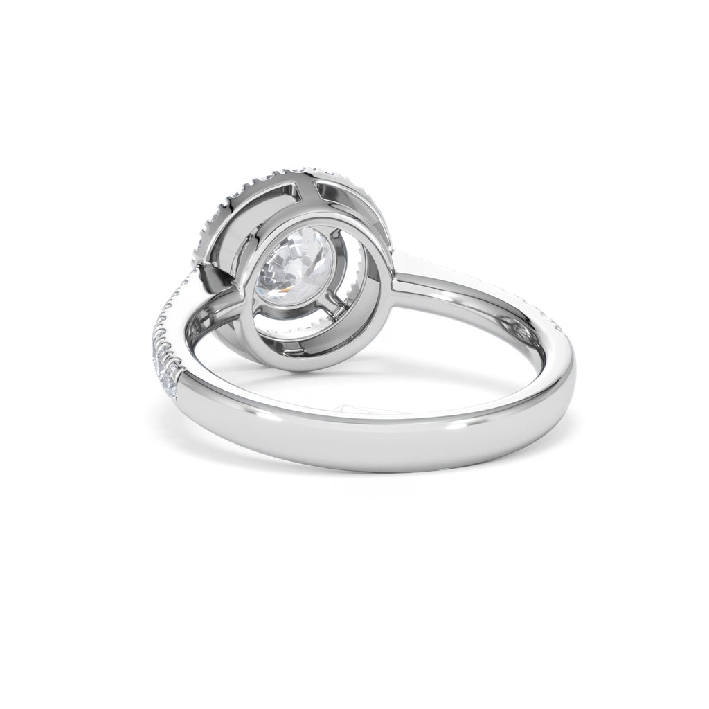 Ella Halo Lab Diamond Engagement Ring IGI 1.30ct F/VS1 18K White Gold