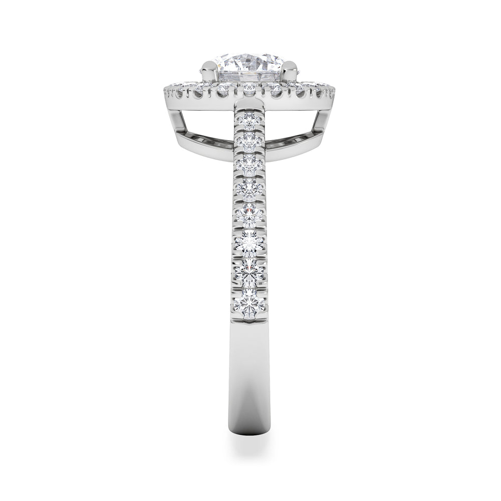 Ella Halo Lab Diamond Engagement Ring IGI 1.30ct F/VS1 18K White Gold