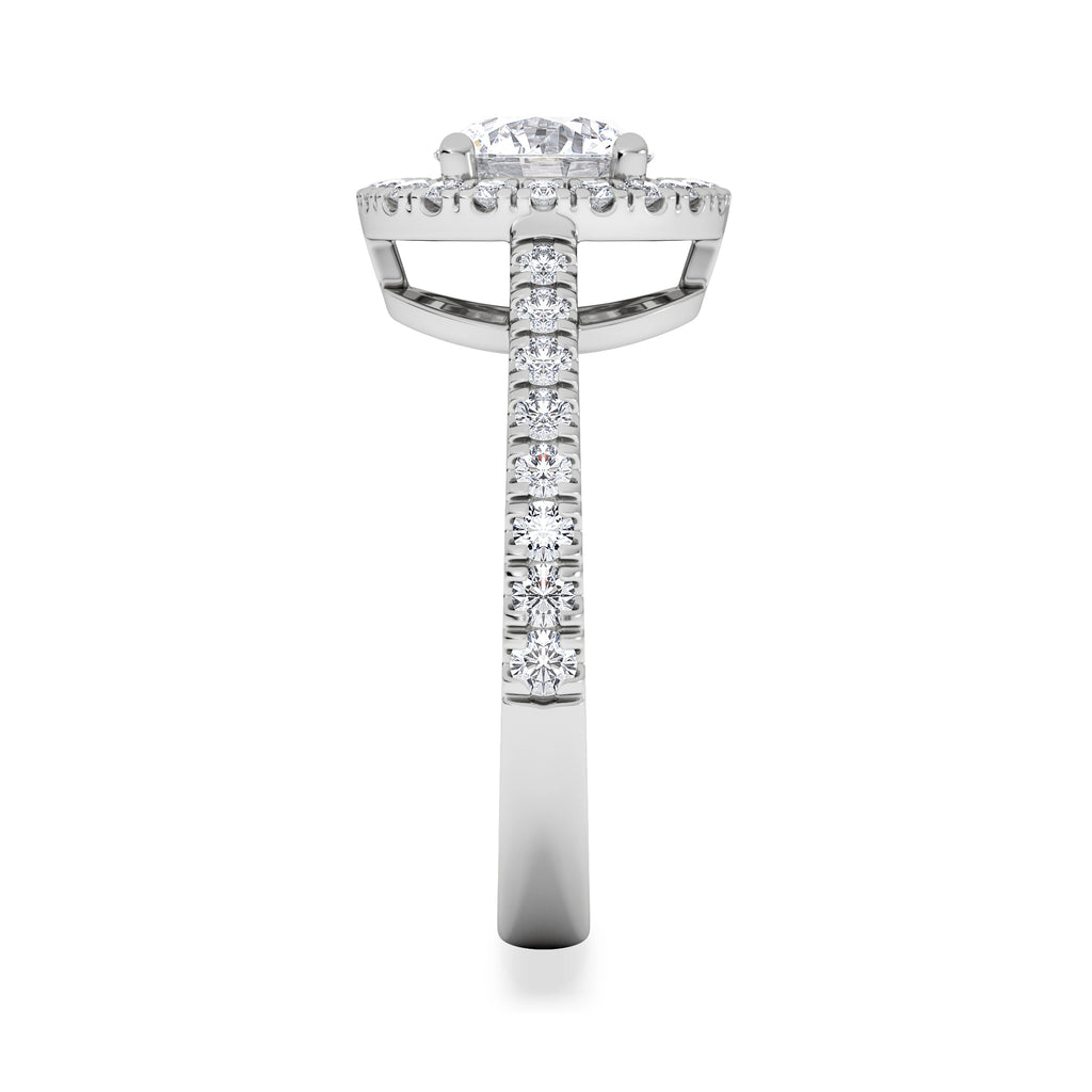 Ella Halo Lab Diamond Engagement Ring IGI 1.30ct F/VS1 18K White Gold